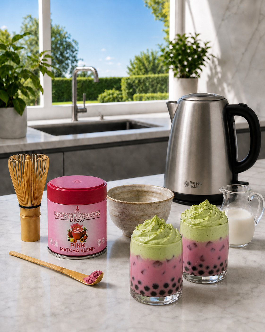 Mélange de matcha rose 