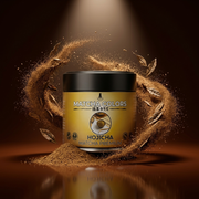 Hero de campaña de Hojicha Matcha Premium: lata con explosión de color sobre fondo de marca - imagen firma IA