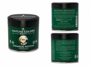 Composición de producto de Japanese Matcha Premium: lata y cajas