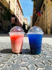 Granizados rosa y azul de Matcha Colors para llevar en la calle #pink-matcha-blend #blue-matcha-blend